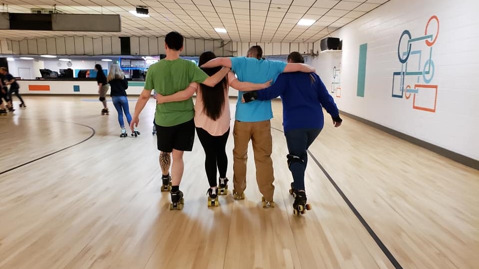 Fountain City Roller Derby roller skating at an open skate